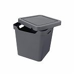 Ящик Econova Luxe пластиковый, с крышкой, серый, 286х286х286 мм, 18 л